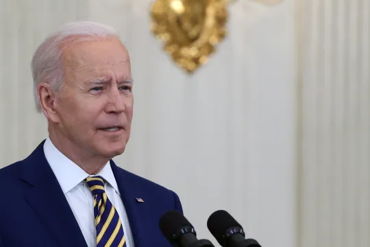 US President Joe Biden gives an update on the US COVID-19 response and vaccination program during an address at the White House in Washington, DC, USA, 18 June 2021. The White House said that 300 million vaccine shots have been administered in the past 150 days and that COVID-19 cases and deaths had fallen by more than 90 percent. 