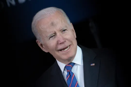 US President Joe Biden speaks about infrastructure at the University of Wisconsin-Superior in Superior, Wisconsin, on March 2, 2022. 
