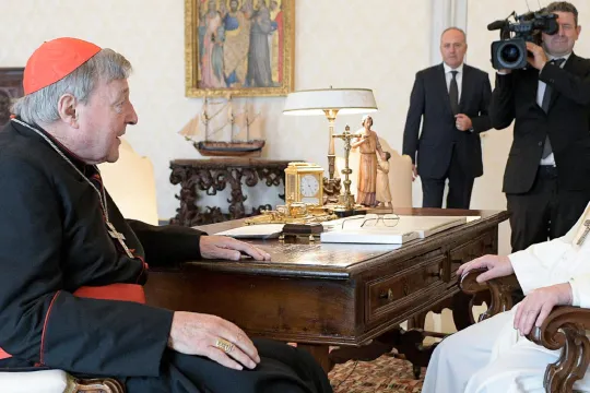 Kard. Pell bij paus op 12 okt. 2020