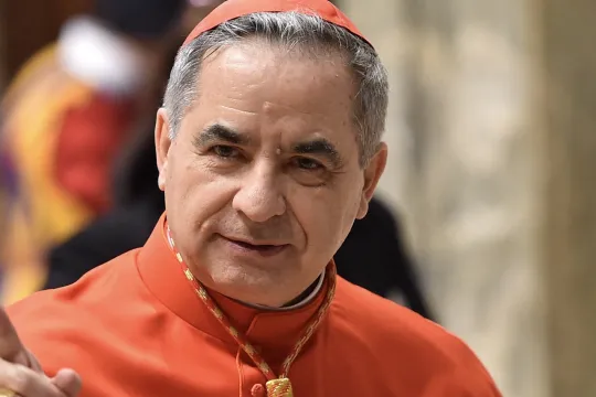 Newly elevated cardinal, Giovanni Angelo Becciu from Italy, attends the courtesy visit of relatives following a consistory for the creation of new cardinals on June 28, 2018 in the Apostolic Palace at St Peter's Basilica in Vatican. 