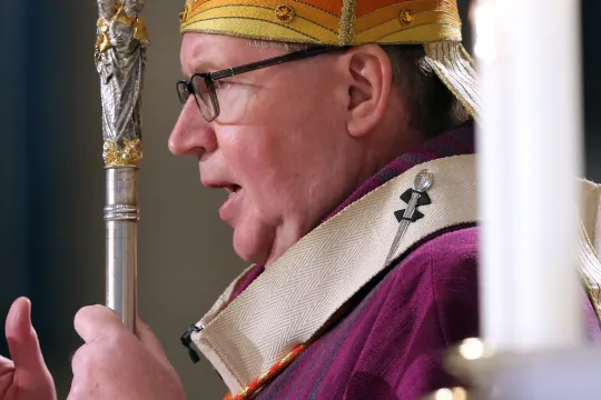 Kardinaal Eijk met mijter in paars kazuifel