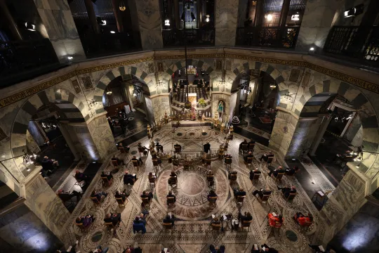  the ecumenical service and memorial ceremony for the victims of the flood disaster in western Germany, at the Cathedral in Aachen, western Germany, on August 28, 2021 Oliver Berg / POOL / AFP