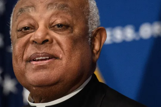 US Cardinal Wilton Gregory, archbishop of the Roman Catholic Archdiocese of Washington, addresses the National Press Club in Washington, DC, on September 8, 2021