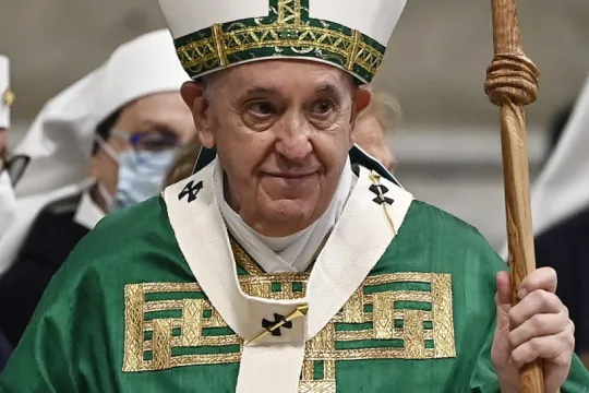 Pope Francis celebrates a mass in Saint Peter's Basilica marking the Roman Catholic Church's World Day of the Poor, Vatican City, 14 November 2021. 