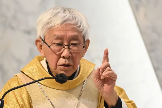 Retired Cardinal Joseph Zen, one of Asia's highest ranking Catholic clerics, attends mass at the Holy Cross Church in Hong Kong on May 24, 2022. The ninety-year-old retired Catholic cardinal appeared in a Hong Kong court on May 24 charged with failing to properly register a protest defence fund, after he was initially arrested under the city's national security law. 