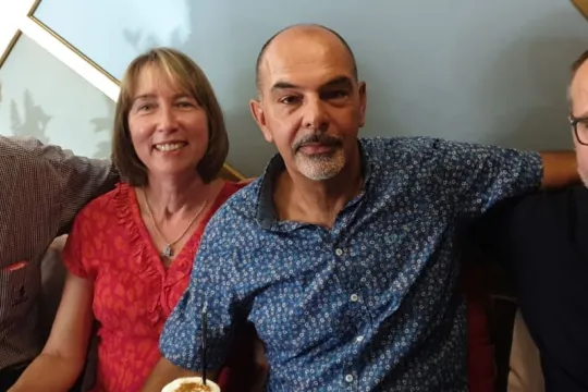 Robert met echtgenote Erna, vader Vasilis en halfbroer Panagiotis