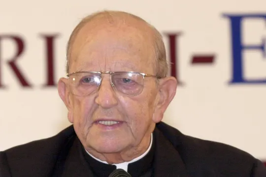 Mexican priest and founder of the Legion of Christ, Marcial Maciel attends a conference at Francisco de Vitoria Universty in Madrid, 06 October 2001 (reissued 23 December 2019). The Legion of Christ has admitted that a total of 33 priests from the congregation abused of 175 children between 1941 and 2019. According to the religious institute, some 60 of those minors were abused directly by Marcial Maciel, who died on 30 January 2008. The congregation has announced that a report on these cases will be publis