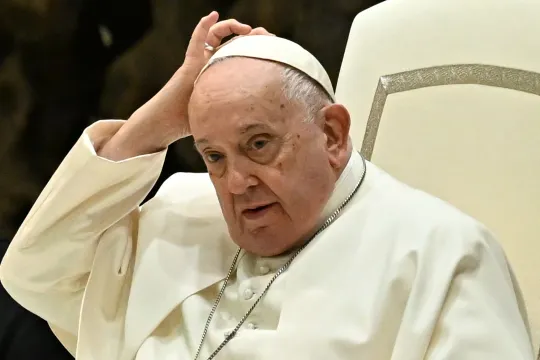 Pope Francis at the weekly general audience at Paul-VI hall in the Vatican on December 6, 2023. Andreas SOLARO / AFP