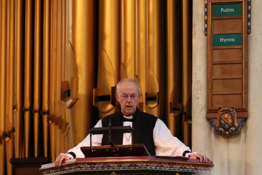 Archbishop of Canterbury Justin Welby speaks during a Service for the New Parliament at St Margaret's Church, Westminster Abbey, in London on July 23, 2024. Adrian DENNIS