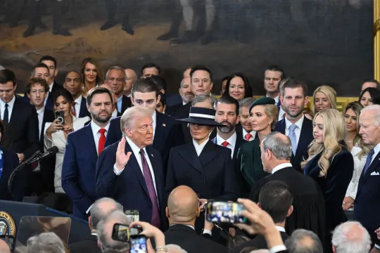Donald Trump is sworn in as the 47th US President in the US Capitol Rotunda in Washington, DC, on January 20, 2025. SAUL LOEB / POOL / AFP