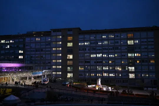 This photograph shows the Gemelli Hospital where Pope Francis is hospitalised, in Rome, on March 8, 2025. Pope Francis spent a quiet night in hospital, the Vatican said on March 8, 2025, as the 88-year-old head of the Catholic Church battles pneumonia. Alberto PIZZOLI / AFP