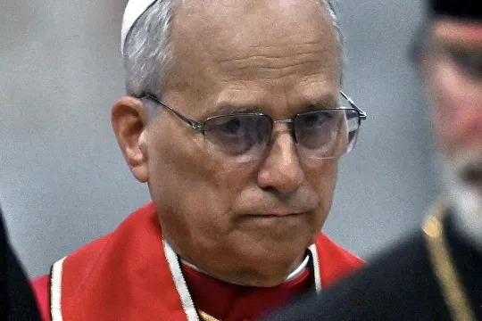 Pope Leo XIVm (C) leads the commemoration of martyrs and witnesses of the faith of the XXI century, in the Papal Basilica of St. Paul Outside the Walls, in Rome on September 14, 2025. Filippo MONTEFORTE / AFP