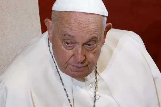 Pope Francis looks on as he attends a meeting with members of the Academic Community of the Pontifical Gregorian University, in Rome, Italy, 05 November 2024. EPA/FABIO FRUSTACI