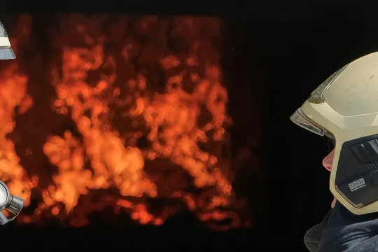 Klaas als brandweerman