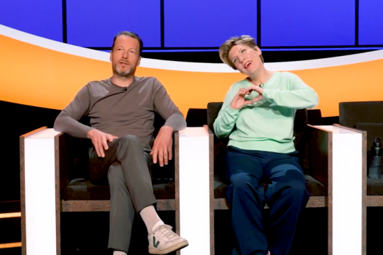 Herman en Paulien in De slimste mens studio