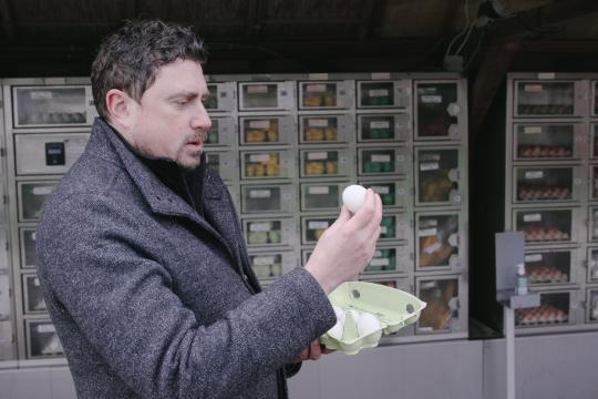 Keuringsdienst van waarde - vogelgriep Ersin houdt een ei vast