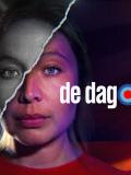 Vrouw met breuklijn en titel 'De dag dat'
