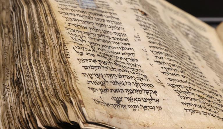 The Codex Sassoon is auctioned at Sotheby’s in New York City on May 17, 2023. According to Sotheby's the Codex Sassoon is the earliest and most complete Hebrew Bible ever discovered and will be offered for auction with an estimate of 30-50 million USD, making it the most valuable printed text or historical document ever offered. ANGELA WEISS / AFP