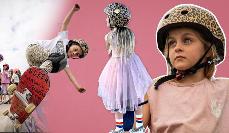 Deze 6-jarige skateboarder in prinsessenjurk kent geen angst en verovert het internet 