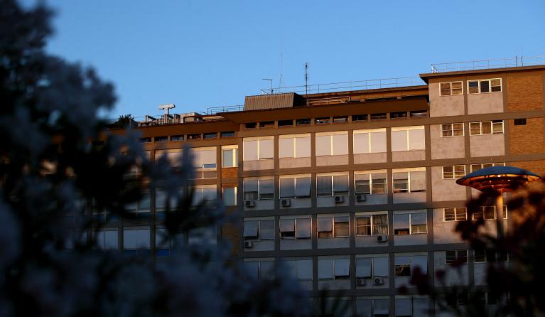 This photograph shows the Policlinico A. Gemelli Hospital in Rome on July 6, 2021, where Pope Francis arrived on 4 July to undergo scheduled surgery. Pope Francis, 84, was recovering in hospital from surgery for an inflamed large colon, a potentially painful condition that could see him bed-bound for several days. 