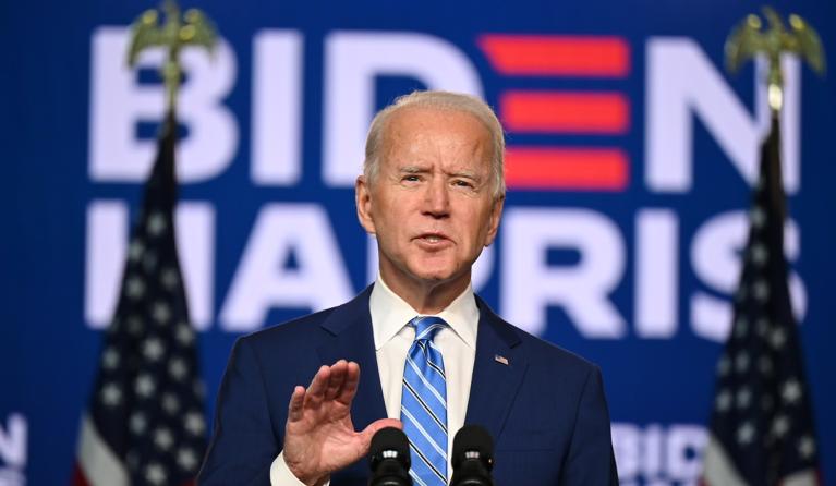 Presidentskandidaat Joe Biden op 4 november 2020