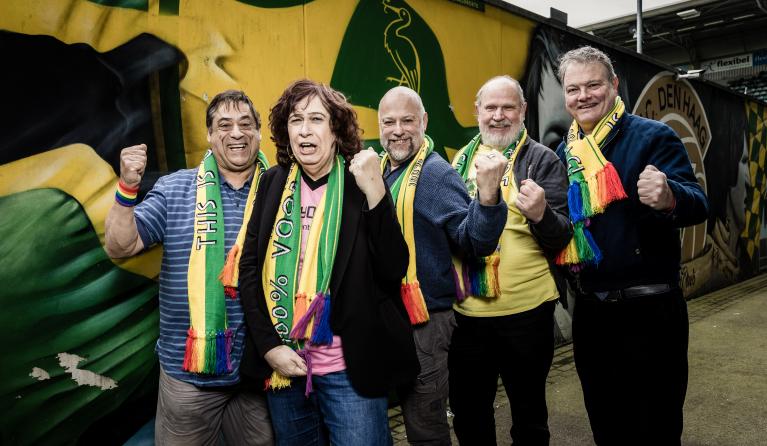 De roze supporters