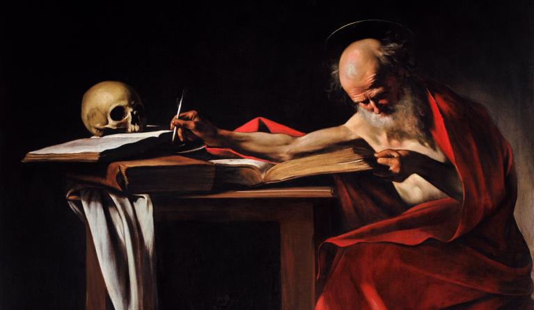 'H. Hiëronymus aan het schrijven', door Caravaggio (1606)