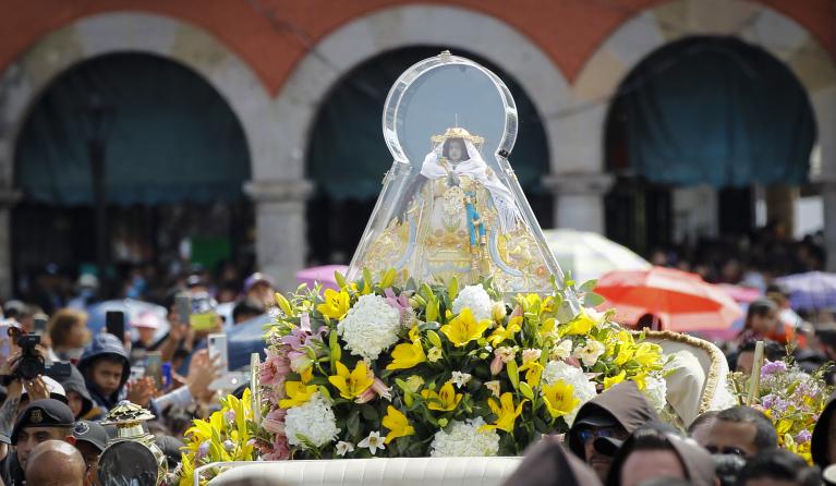 Parishioners take part in the pilgrimage of the Virgin of Zapopan, in the state of Jalisco, Mexico, 12 October 2022. Every 12 October in the Mexican state of Jalisco, the pilgrimage is held in honor of the Virgin of Zapopan, which was declared Intangible Cultural Heritage of Humanity by Unesco in 2018. EPA/Francisco Guasco