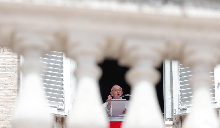  Pope Francis leads the Regina Caeli prayer from his office window overlooking Saint Peter's Square, Vatican City, 23 April 2023. EPA/GIUSEPPE LAMI