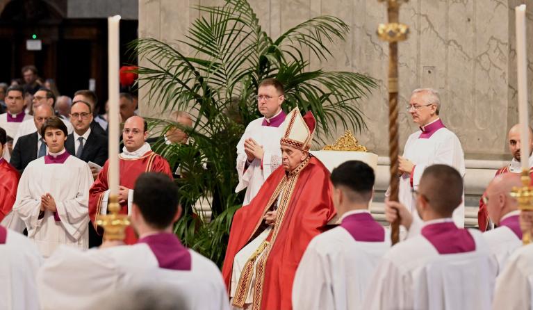 Pope Francis leads a mass for the Solemnity of Saints Peter and Paul at St Peter's basilica on June 29, 2023. Vincenzo PINTO / AFP