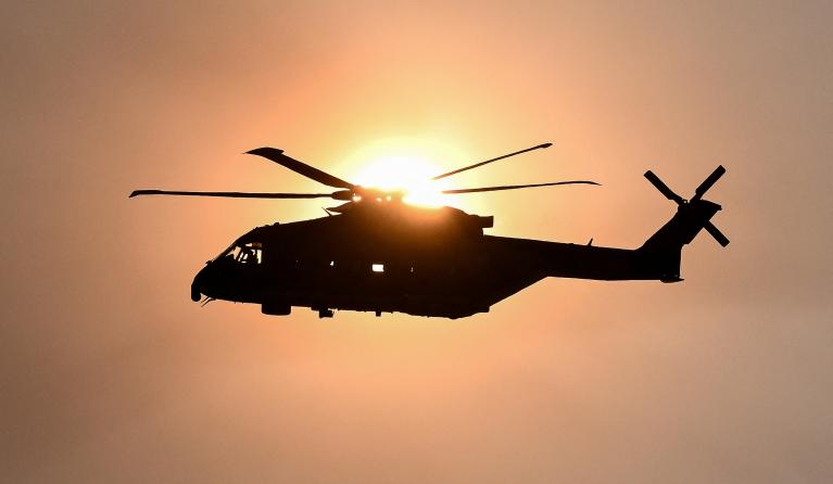 A helicopter carrying Pope Francis arrives in the Sanctuary of Our Lady of Fatima, in Fatima, on August 5, 2023. Around one million pilgrims from all over the world will attend the World Youth Day, the largest Catholic gathering in the world, created in 1986 by John Paul II. Marco BERTORELLO / AFP