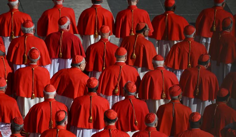 Cardinals attend a consistory to create 21 new cardinals at St. Peter's square in The Vatican on September 30, 2023. Pope Francis elevates 21 clergymen from all corners of the world to the rank of cardinal -- most of whom may one day cast ballots to elect his successor. Filippo MONTEFORTE / AFP