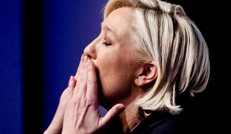 Marine Le Pen op een verkiezingsbijeenkomst. Foto: ANP