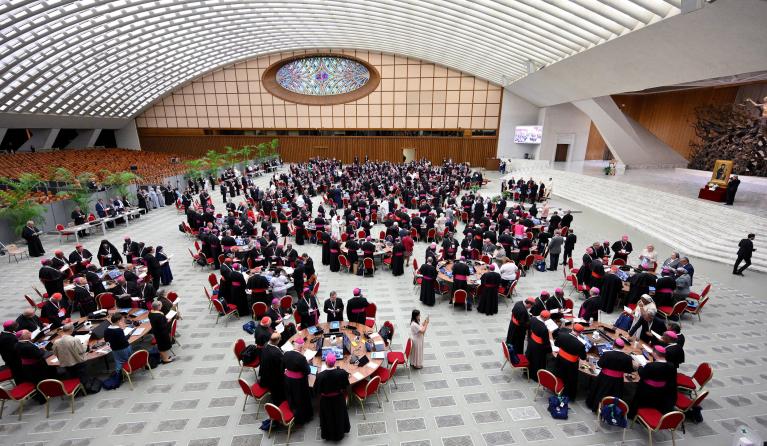  Pope Francis leads the 16th Ordinary General Assembly of the Synod of Bishops in the Paul VI hall, Vatican City, 02 October 2024. The official opening of the Second Session of the 16th Ordinary General Assembly of the Synod of Bishops was held on 02 October 2024. EPA/ETTORE FERRARI