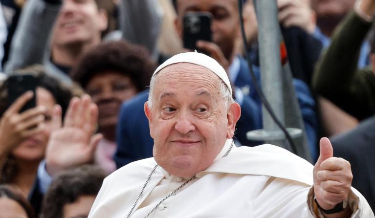 Pope Francis (C) gestures as he arrives to lead the weekly general audience in Saint Peter's Square, Vatican City, 16 October 2024. EPA/GIUSEPPE LAMI