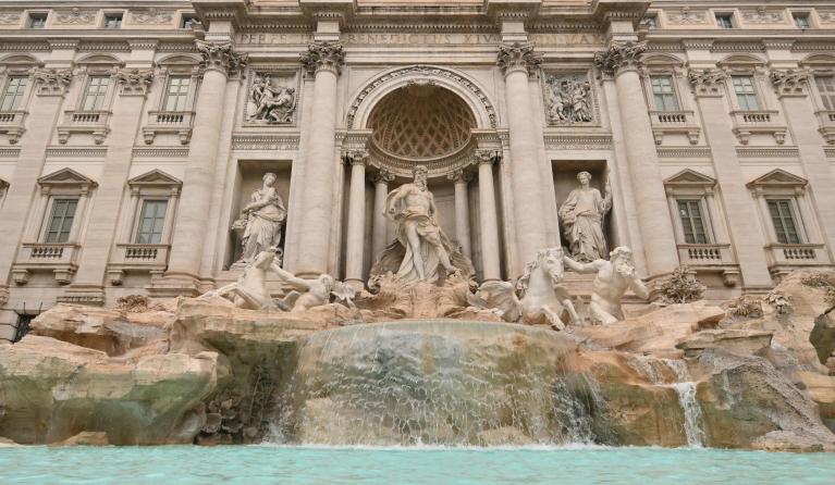 A general view shows the Trevi fountain on the day of its reopening after renovation works in Rome, on December 22, 2024. Alberto PIZZOLI / AFP