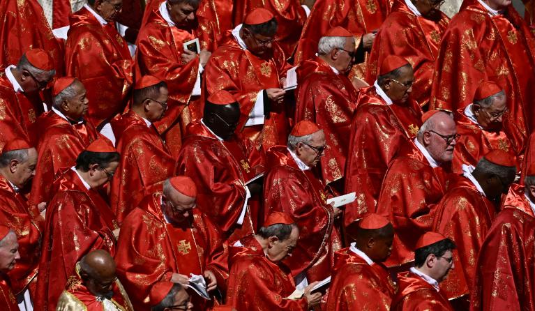 Cardinals attend the late Pope Francis' funeral ceremony at St Peter's Square at the Vatican on April 26, 2025. Filippo MONTEFORTE / AFP