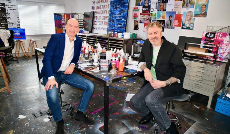 Gert-Jan Segers en Ruud de Wild in het atelier