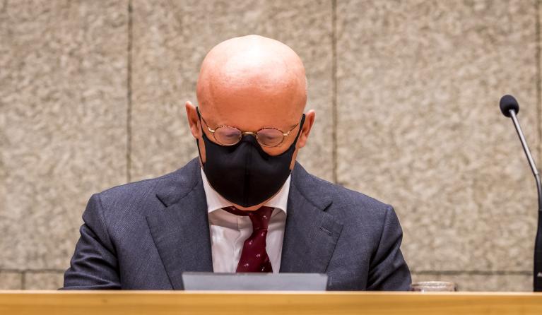 Ferdinand Grapperhaus, minister van Justitie en Veiligheid, in de Tweede Kamer tijdens het wekelijks vragenuur. ANP LEX VAN LIESHOUT