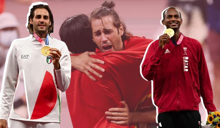 Hoogspringende vrienden delen het Olympisch goud (en dat wil je even zien)