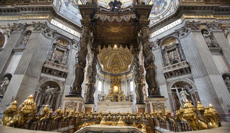 Baldaquin at St Peter's Basilica or Basilica di San Pietro, Rome