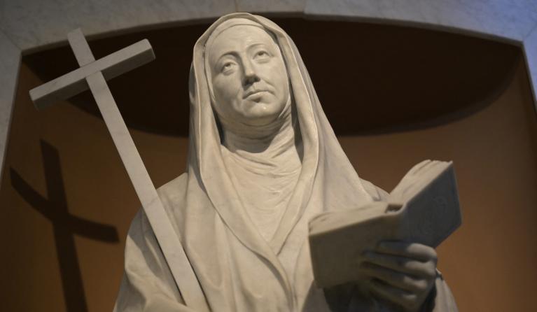A detail of the mausoleum of Blessed Maria Antonia de San Jose, also known as Mama Antula, is pictured at the Basilica Nuestra Señora de la Piedad in Buenos Aires on February 6, 2024. Blessed Mama Antula, about to be consecrated a saint by the Catholic Church, is considered the first defender of human rights in Argentina during the Spanish colonial viceroyalty of the Rio de la Plata, according to her biographers. JUAN MABROMATA / AFP