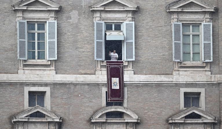 Pope Francis leads his Angelus prayer from his office window overlooking Saint Peter's Square at the Vatican City, 11 February 2024. EPA/CLAUDIO PERI