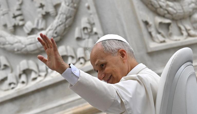 Pope Leo XIV waves as he leaves the weekly general audience at St. Peter’s square in the Vatican on September 10, 2025. Andreas SOLARO / AFP