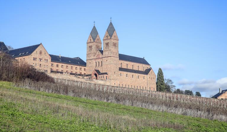 The Benedectine abbey of St. Hildegard towers above wine growing hills near the city of Ruedesheim, Germany, 16 January 2020. Ruedesheim, located at the banks of the Rhine river, is a popular tourist site and part of UNESCO's World Heritage site Upper Middle Rhine Valley. EPA/ARMANDO BABANI
