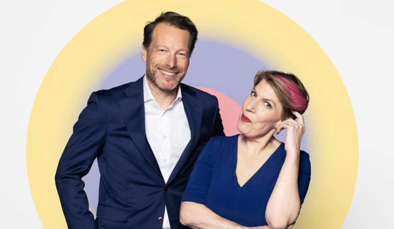 Herman van der Zandt en Paulien Cornelisse De slimste mens Man en vrouw in een studio