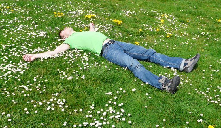 Ontspannen in het gras