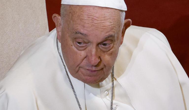 Pope Francis looks on as he attends a meeting with members of the Academic Community of the Pontifical Gregorian University, in Rome, Italy, 05 November 2024. EPA/FABIO FRUSTACI