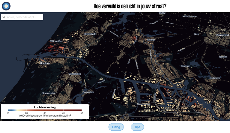Postcodetool - luchtvervuiling