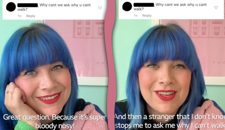 vrouw met blauw haar